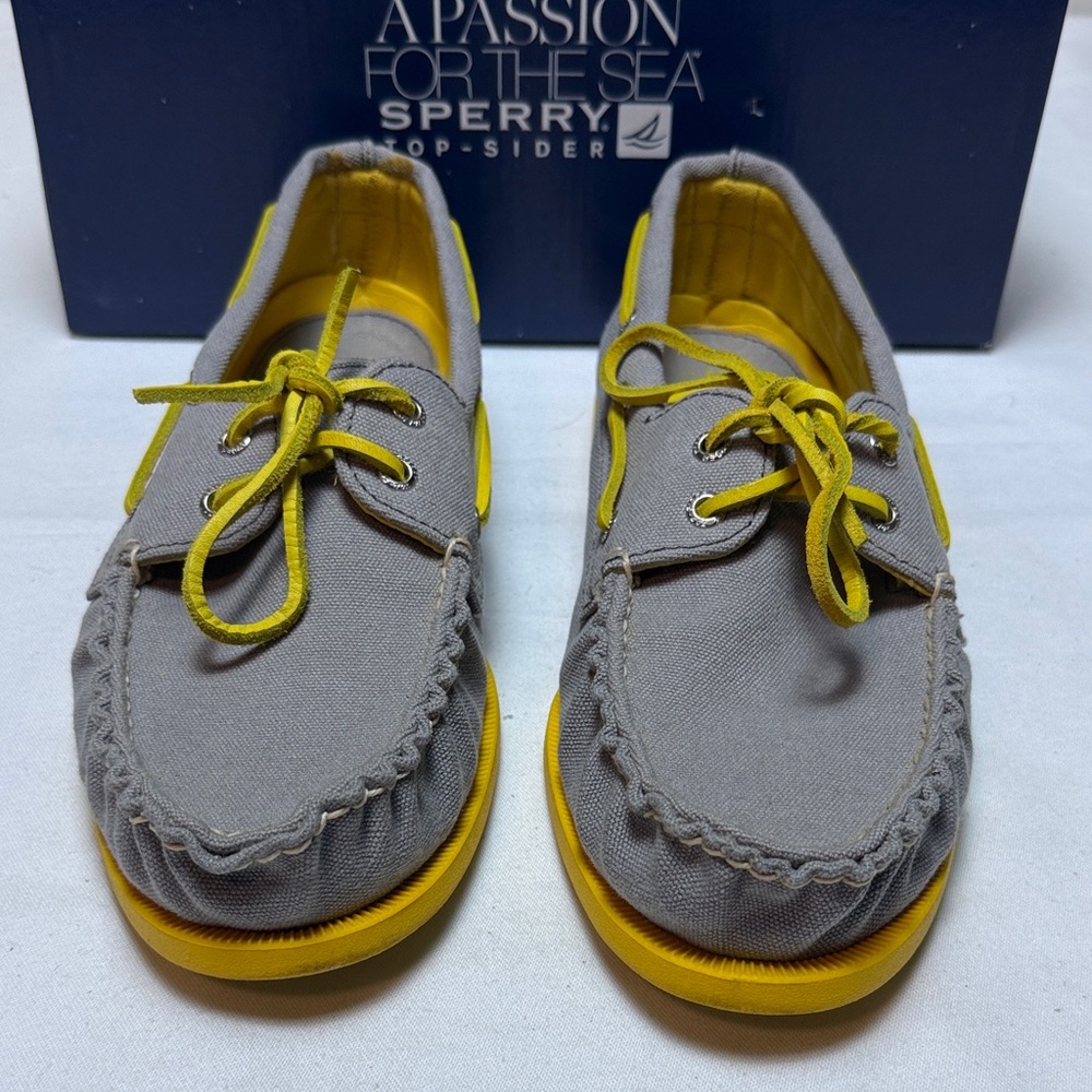 Sperry Top-Sider Authentic Original A/O Canvas Color Pop Boat Shoes Grey Yellow